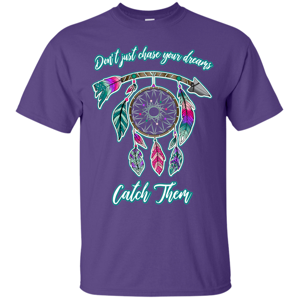 Chase catch your dreams inspirational dreamcatcher tee shirt purple
