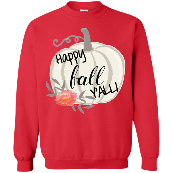Happy Fall Y'all Watercolor Pumpkin Crewneck Sweatshirt Red