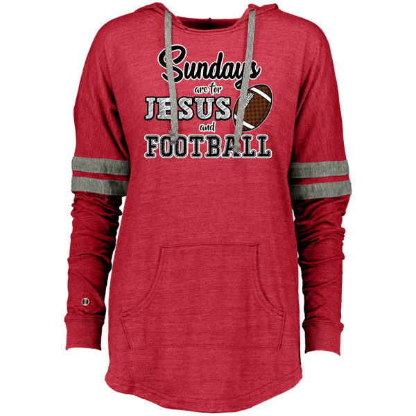 Sundays are for Jesus and Football Long Sleeve Raglan Hoodie Red