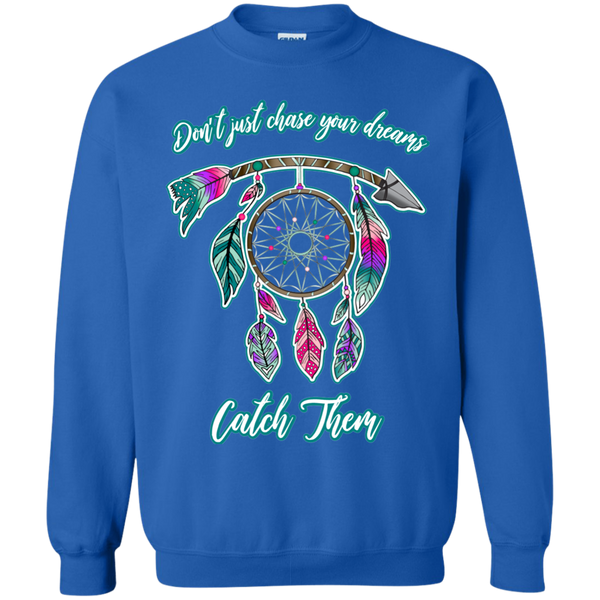 Chase catch your dreams inspirational dreamcatcher crewneck sweatshirt blue