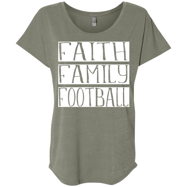 Faith Family Football Flowy Dolman sleeve tee venetian grey