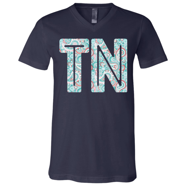 Paisley Tennessee Soft V-Neck Tee Shirt Navy