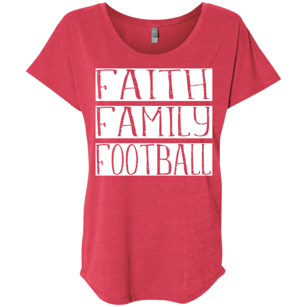 Faith Family Football Flowy Dolman sleeve tee vintage red