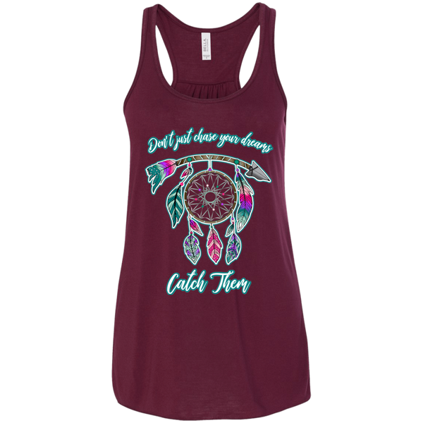 Chase catch your dreams inspirational dreamcatcher flowy tank top maroon
