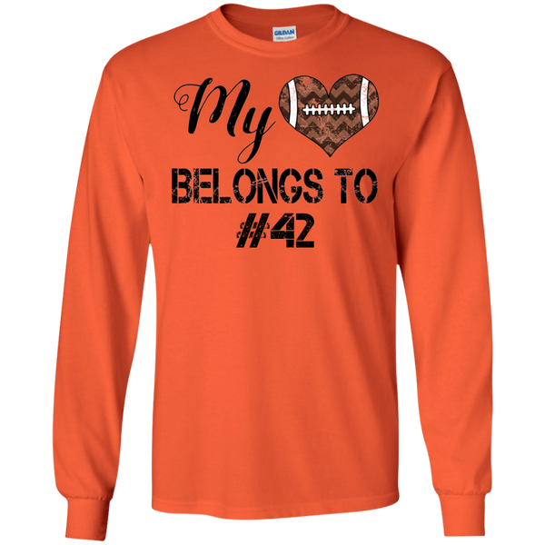 My Heart Belongs To Personalized Football Long Sleeve Tee Orange