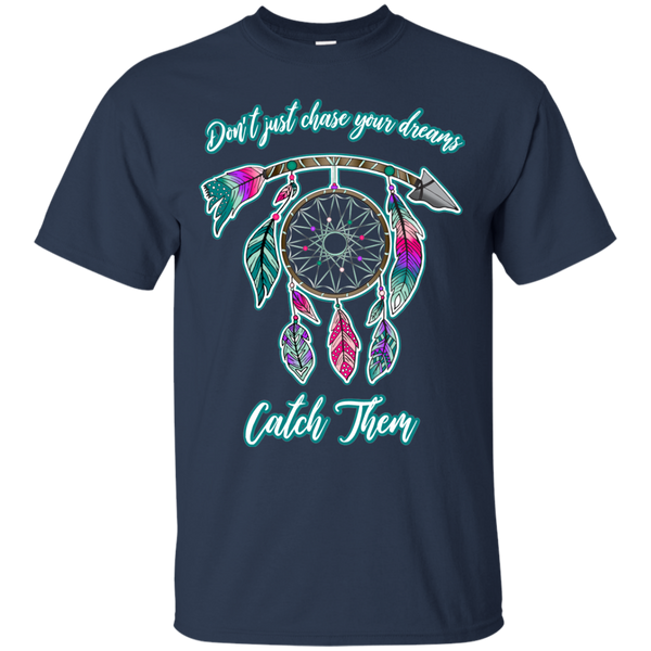 Chase catch your dreams inspirational dreamcatcher tee shirt navy