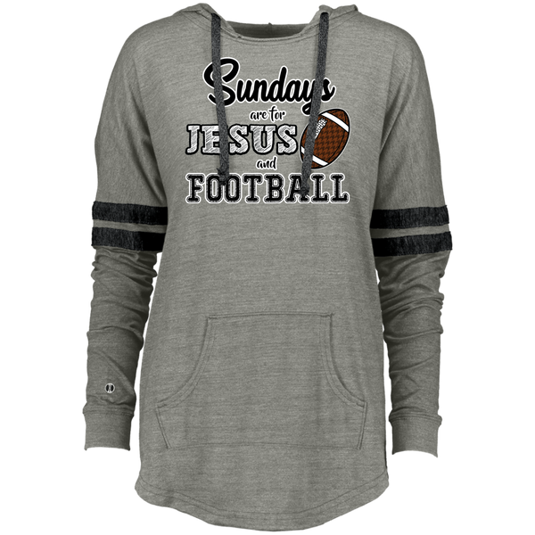 Sundays are for Jesus and Football Long Sleeve Raglan Hoodie Grey
