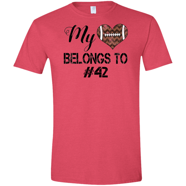 My Heart Belongs to Personalized Football Tee Shirt Red