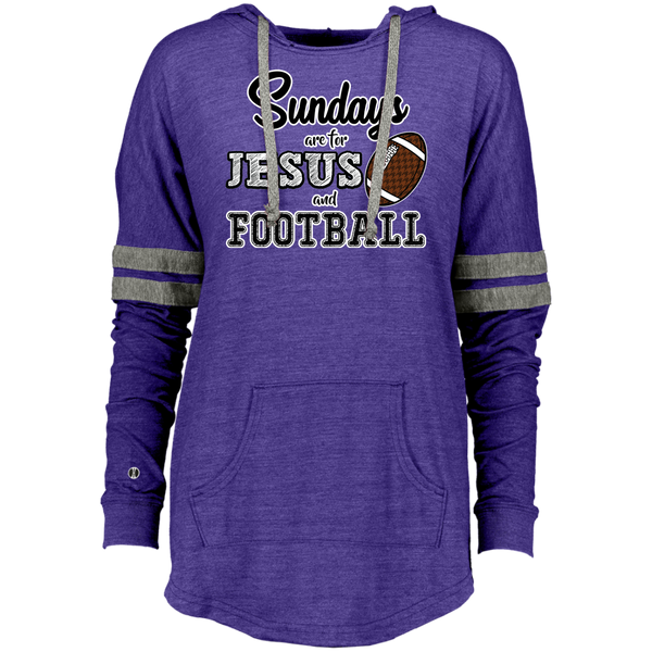 Sundays are for Jesus and Football Long Sleeve Raglan Hoodie Purple