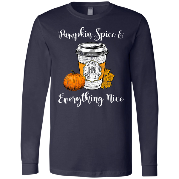 Pumpkin Spice and Everything Nice Soft Long Sleeve Tee Navy