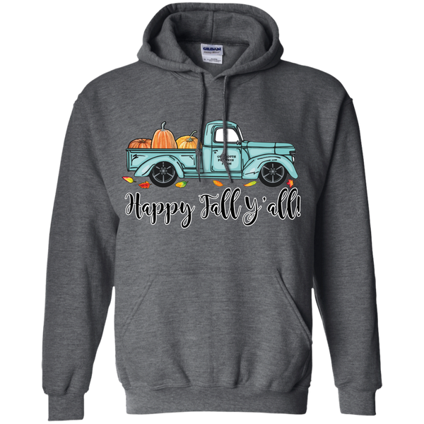Happy Fall Y'all Pumpkin Farm Truck Hoodie Sweatshirt Dark Grey