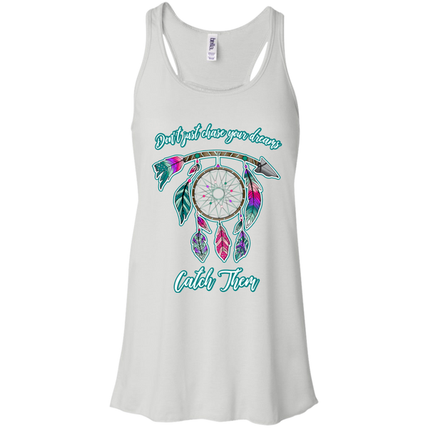 Chase catch your dreams inspirational dreamcatcher flowy tank top white
