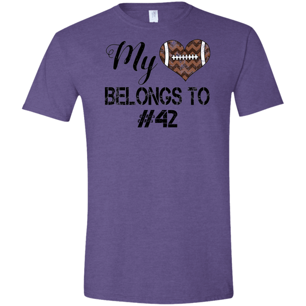 My Heart Belongs to Personalized Football Tee Shirt Heather Purple
