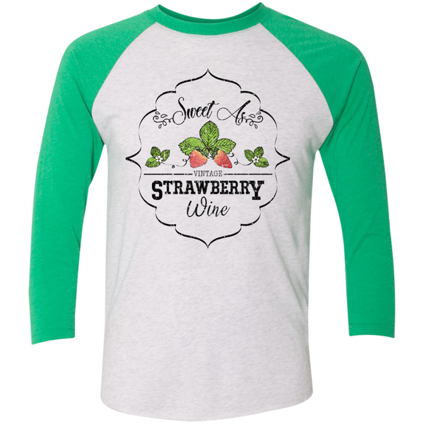 Sweet as Strawberry 3/4 Sleeve Baseball Raglan Tee Green