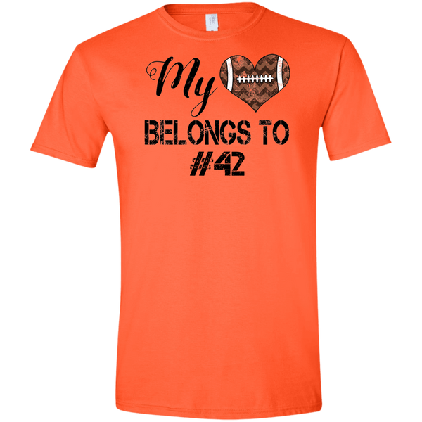 My Heart Belongs to Personalized Football Tee Shirt Orange