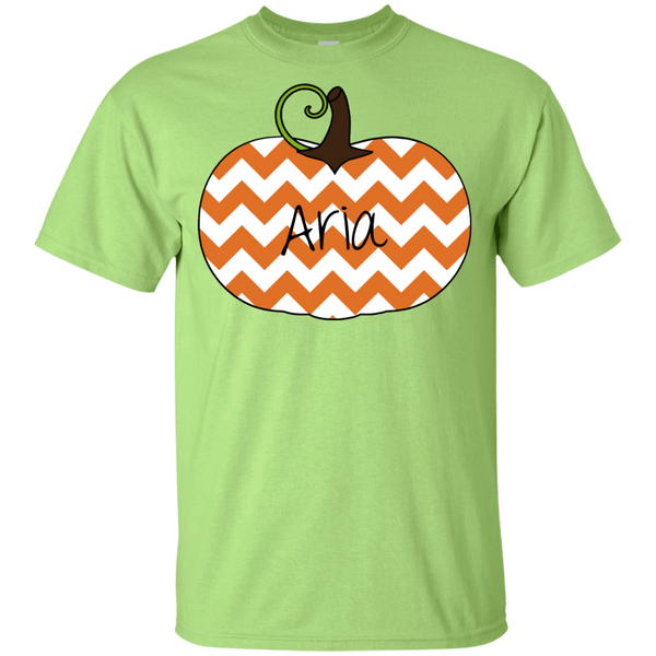 Kids Personalized Chevron Pumpkin Tee Shirt Green