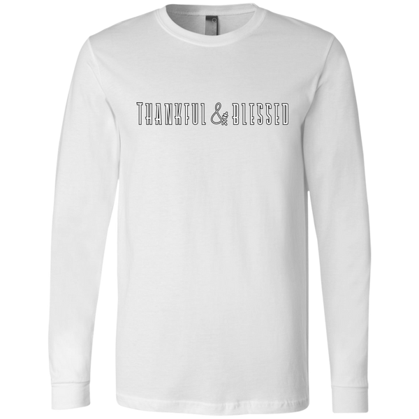 Thankful and Blessed Soft Long Sleeved Tee White 