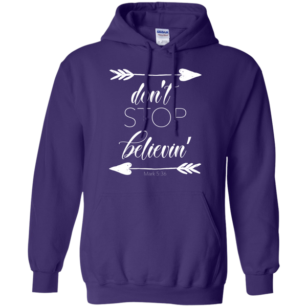 Don't stop believin' Mark 5:36 arrows flowy hoodie sweatshirt purple