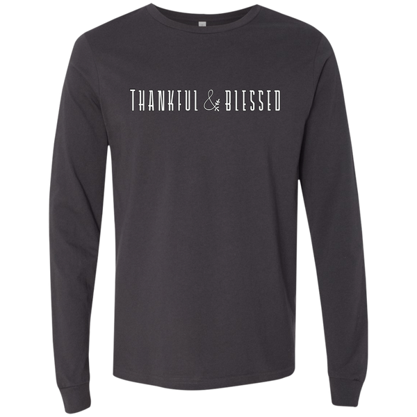 Thankful and Blessed Soft Long Sleeved Tee Dark Grey