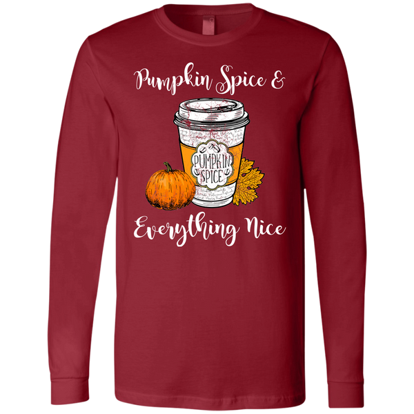 Pumpkin Spice and Everything Nice Soft Long Sleeve Tee Cardinal Red