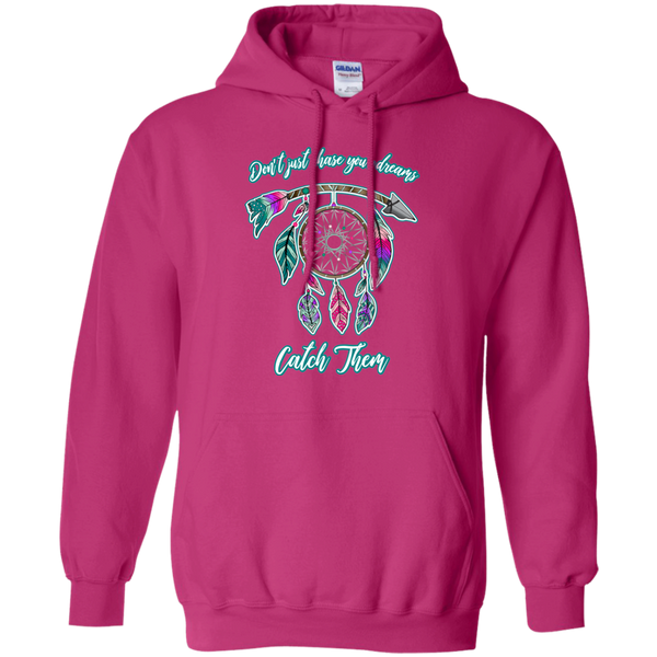 Chase catch your dreams inspirational dreamcatcher hoodie sweatshirt hot pink