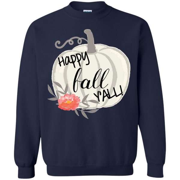 Happy Fall Y'all Watercolor Pumpkin Crewneck Sweatshirt Navy