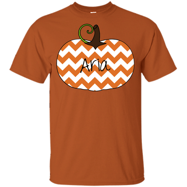 Kids Personalized Chevron Pumpkin Tee Shirt Orange