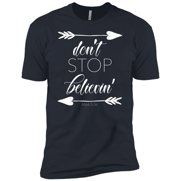 Don't stop believin' Mark 5:36 arrows tee shirt black