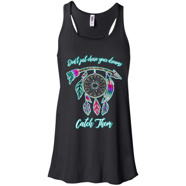 Chase catch your dreams inspirational dreamcatcher flowy tank top black