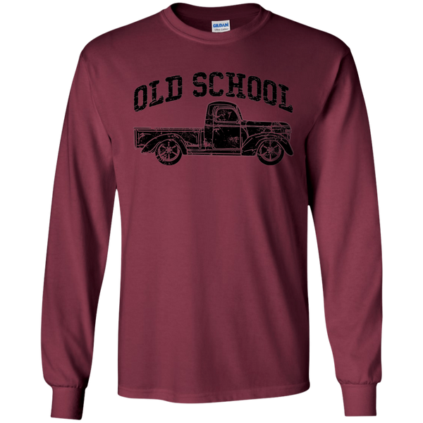 Old School Vintage Distressed Antique Truck Long Sleeve Tee Maroon