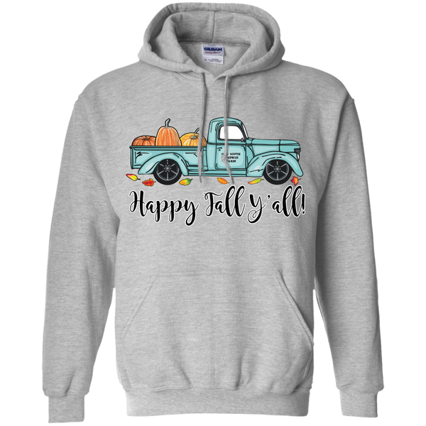 Happy Fall Y'all Pumpkin Farm Truck Hoodie Sweatshirt Sport Grey